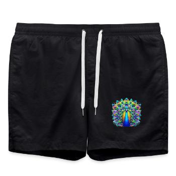 Pfau - Badeshorts - Schwarz - Vorne - AI Model Male 185 light (185cm)
