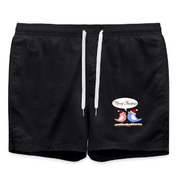 Weihnachten mit lustigen Vögeln - Badeshorts - Schwarz - Vorne - AI Model Male 185 light (185cm)
