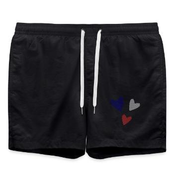 HERZ. WEIHNACHTEN. PAAR. VALENTINSTAG. GERADE VERHEIRATET. - Badeshorts - Schwarz - Vorne - AI Model Male 185 light (185cm)