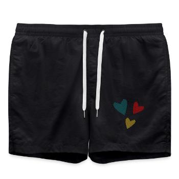VALENTINE'S DAY. Bachelorette party. I LOVE YOU. I LOVE YOU. LOVE - Swim Trunks - black - Front - AI Model Male 185 light (185cm)