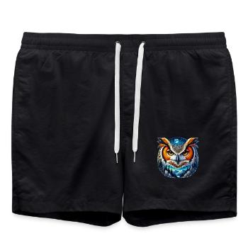 Eule - Badeshorts - Schwarz - Vorne - AI Model Male 185 light (185cm)