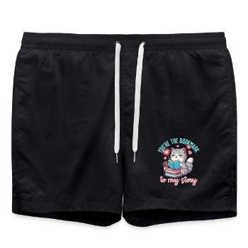 Du bist das Lesezeichen in meiner Geschichte - Badeshorts - Schwarz - Vorne - AI Model Male 185 light (185cm)