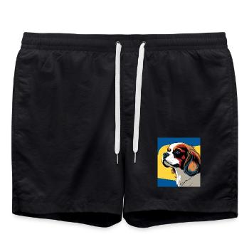 Chien cavalier king charles stylisé pop art - Short de bain - noir - Devant - AI Model Male 185 light (185cm)