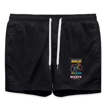 Mangas Jeux Vidéo Néon Bouffe - Short de bain - noir - Devant - AI Model Male 185 light (185cm)