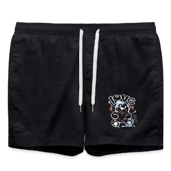 Ours câlin avec coeur – Love Motif Graffiti Design - Short de bain - noir - Devant - AI Model Male 185 light (185cm)