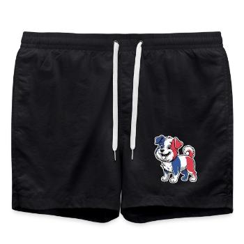 Dog in the colors of the French flag 2026 - Swim Trunks - black - Front - AI Model Male 185 light (185cm)