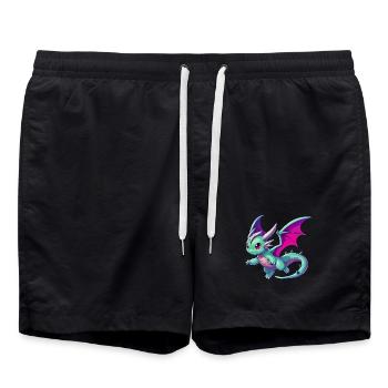 Drache - Badeshorts - Schwarz - Vorne - AI Model Male 185 light (185cm)