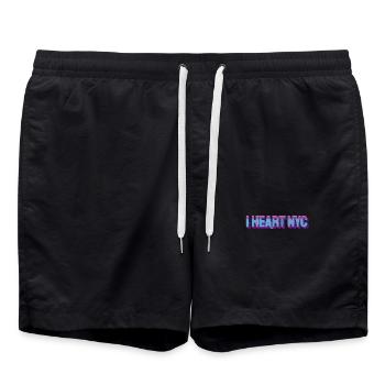 Neon Heart NYC Retro-Typografie - Badeshorts - Schwarz - Vorne - AI Model Male 185 light (185cm)