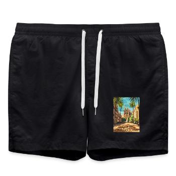 Barcelonastraße bis Sagrada Família - Badeshorts - Schwarz - Vorne - AI Model Male 185 light (185cm)