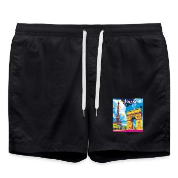 Monuments de la pop de Paris - Short de bain - noir - Devant - AI Model Male 185 light (185cm)