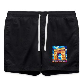 Arc de Triomphe Pop Art - Swim Trunks - black - Front - AI Model Male 185 light (185cm)