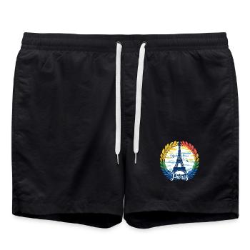 Tour Eiffel de Paris Estampe en laurier - Short de bain - noir - Devant - AI Model Male 185 light (185cm)