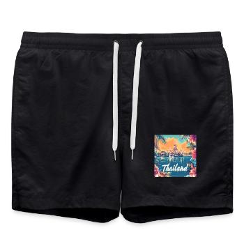 Thailand Temple Sunset Floral Paradise - Swim Trunks - black - Front - AI Model Male 185 light (185cm)