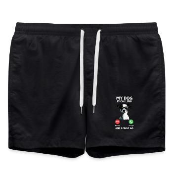 Le chien appelle : Il faut y aller - Short de bain - noir - Devant - AI Model Male 185 light (185cm)