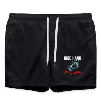 Roule dur, reste sauvage, moto rider - Short de bain - noir - Devant - AI Model Male 185 light (185cm)