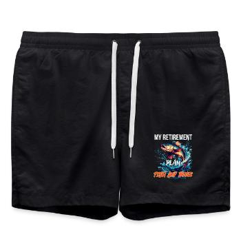 My Retirement Plan: Fish and Beer - Swim Trunks - black - Front - AI Model Male 185 light (185cm)