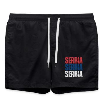 Fierté serbe, drapeau de la Serbie - Short de bain - noir - Devant - AI Model Male 185 light (185cm)