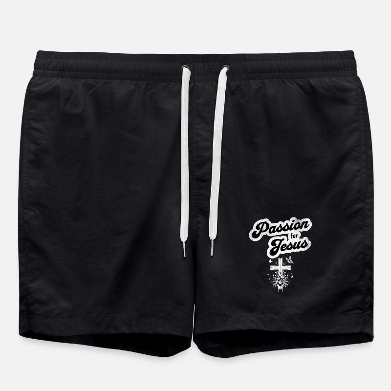 Passion pour Jésus, motif chrétien - Short de bain - noir
