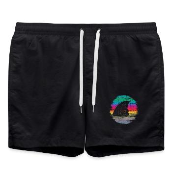 Sonnenuntergang Surfer Welle Illustration - Badeshorts - Schwarz - Vorne - AI Model Male 185 light (185cm)