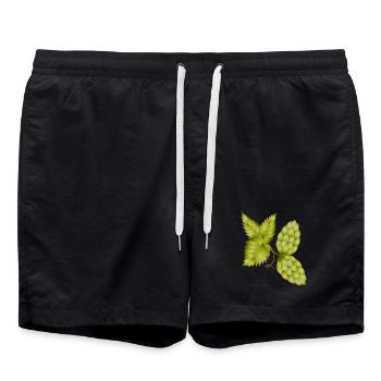 Hops and hop leaf – natural beer motif - Swim Trunks - black - Front - AI Model Male 185 light (185cm)