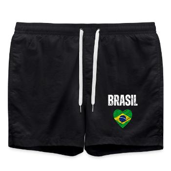 J’aime le Brésil, drapeau du Brésil - Short de bain - noir - Devant - AI Model Male 185 light (185cm)