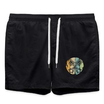 Retro Kolben Motor Design für Biker - Badeshorts - Schwarz - Vorne - AI Model Male 185 light (185cm)