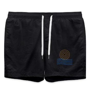 Motif abstrait du soleil et de la mer - Short de bain - noir - Devant - AI Model Male 185 light (185cm)