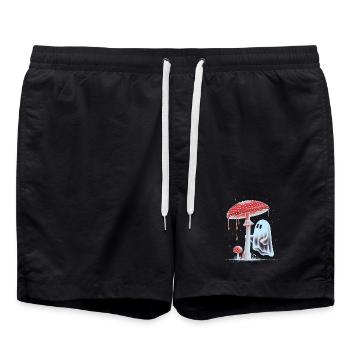 Spooky Ghost with Bloody Red Mushroom - Swim Trunks - black - Front - AI Model Male 185 light (185cm)