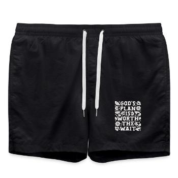 Citations de motivation chrétiennes : faites confiance au plan de Dieu - Short de bain - noir - Devant - AI Model Male 185 light (185cm)