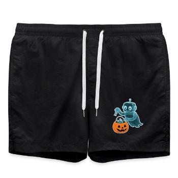 Spooky Minibot with Pumpkin Basket - Swim Trunks - black - Front - AI Model Male 185 light (185cm)