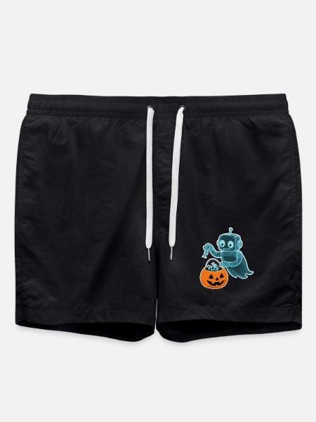 Spooky Minibot with Pumpkin Basket - Swim Trunks - black