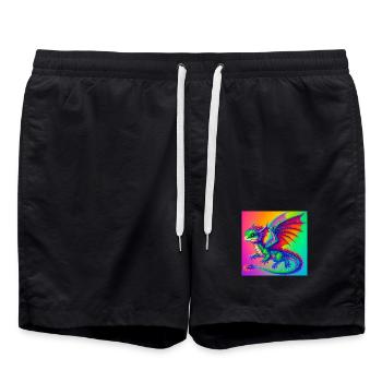 Drache - Badeshorts - Schwarz - Vorne - AI Model Male 185 light (185cm)