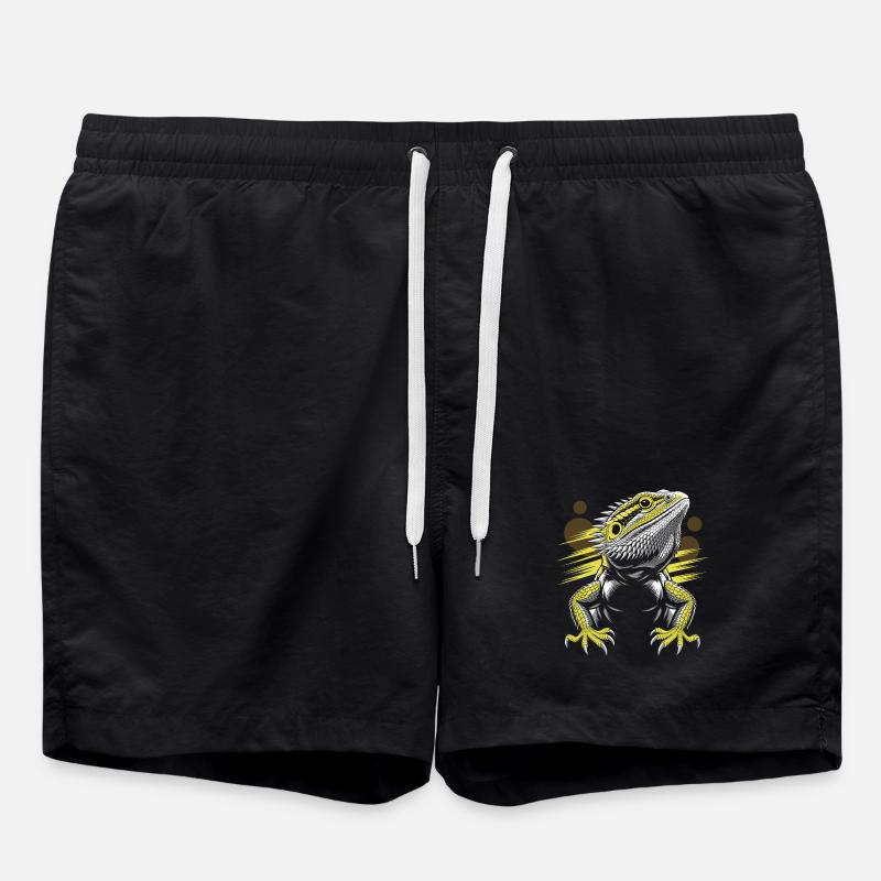 Dragon Head Bearded Dragon Lizard - Swim Trunks - black