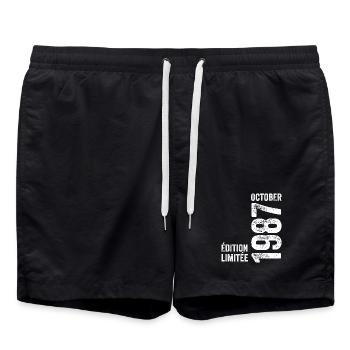 Légendes Octobre 1987 Millésime Octobre 1987 Rétro - Short de bain - noir - Devant - AI Model Male 185 light (185cm)