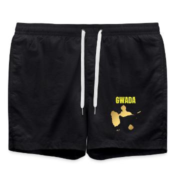 GWADA Golden Map West Indies T-shirt - Swim Trunks - black - Front - AI Model Male 185 light (185cm)