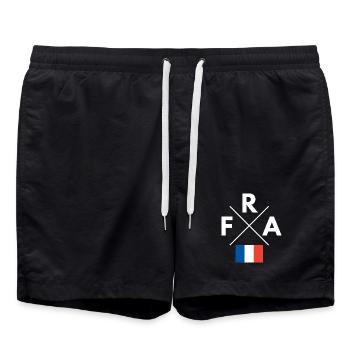Cross logo France Flag - Swim Trunks - black - Front - AI Model Male 185 light (185cm)