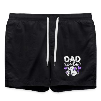 Papa En Devenir Éléphant Bébé Révéler, Pères - Short de bain - noir - Devant - AI Model Male 185 light (185cm)