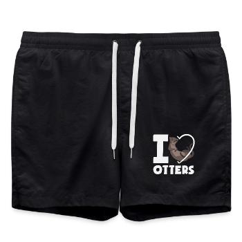 Loutre de mer dessin animé coeur - Short de bain - noir - Devant - AI Model Male 185 light (185cm)