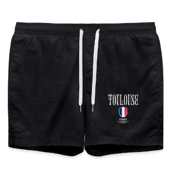 Toulouse, France, design minimaliste élégant - Short de bain - noir - Devant - AI Model Male 185 light (185cm)