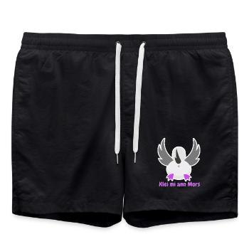 "Klei mi ann Mors" North German humor - Swim Trunks - black - Front - AI Model Male 185 light (185cm)