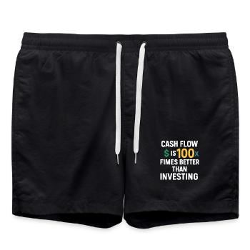 Cashflow 100x besser als Investitionen, Geschäft - Badeshorts - Schwarz - Vorne - AI Model Male 185 light (185cm)