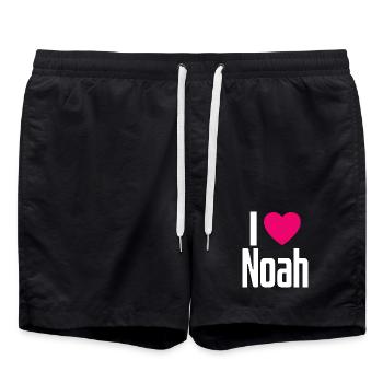 I Love Noah Pink Heart I Love Noah - Swim Trunks - black - Front - AI Model Male 185 light (185cm)