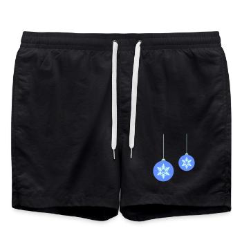 Boule de Noël flocons de neige bleu ornement - Short de bain - noir - Devant - AI Model Male 185 light (185cm)