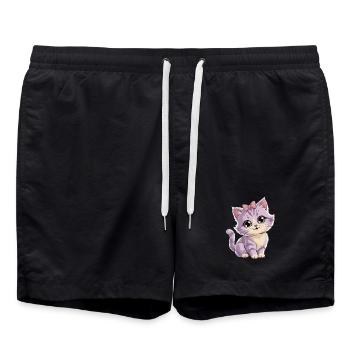 Kätzchen mit Schleife - personalisierbar - Badeshorts - Schwarz - Vorne - AI Model Male 185 light (185cm)