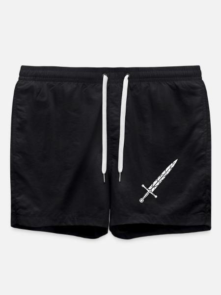 Knight Sword Mosaic Sliver Fantasy - Swim Trunks - black