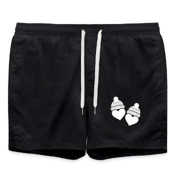 Herzen Winter Mütze Liebe - Badeshorts - Schwarz - Vorne - AI Model Male 185 light (185cm)