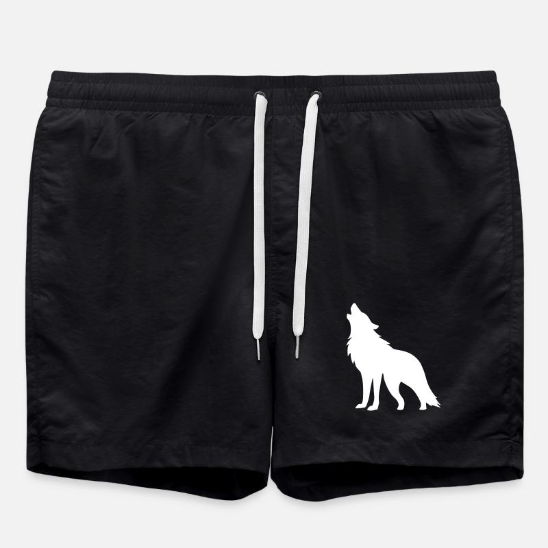 Wolf Silhouette - Badeshorts - Schwarz