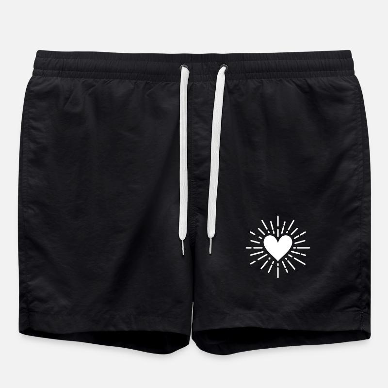 Herz - Badeshorts - Schwarz