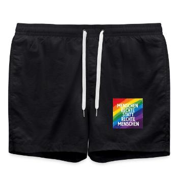 Human rights instead of right-wing people rainbow - Swim Trunks - black - Front - AI Model Male 185 light (185cm)