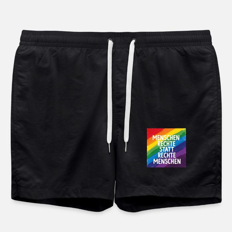 Menschenrechte statt rechte Menschen Regenbogen - Badeshorts - Schwarz
